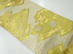 アンティーク　松皮菱に菊楓模様織出し袋帯（材料）